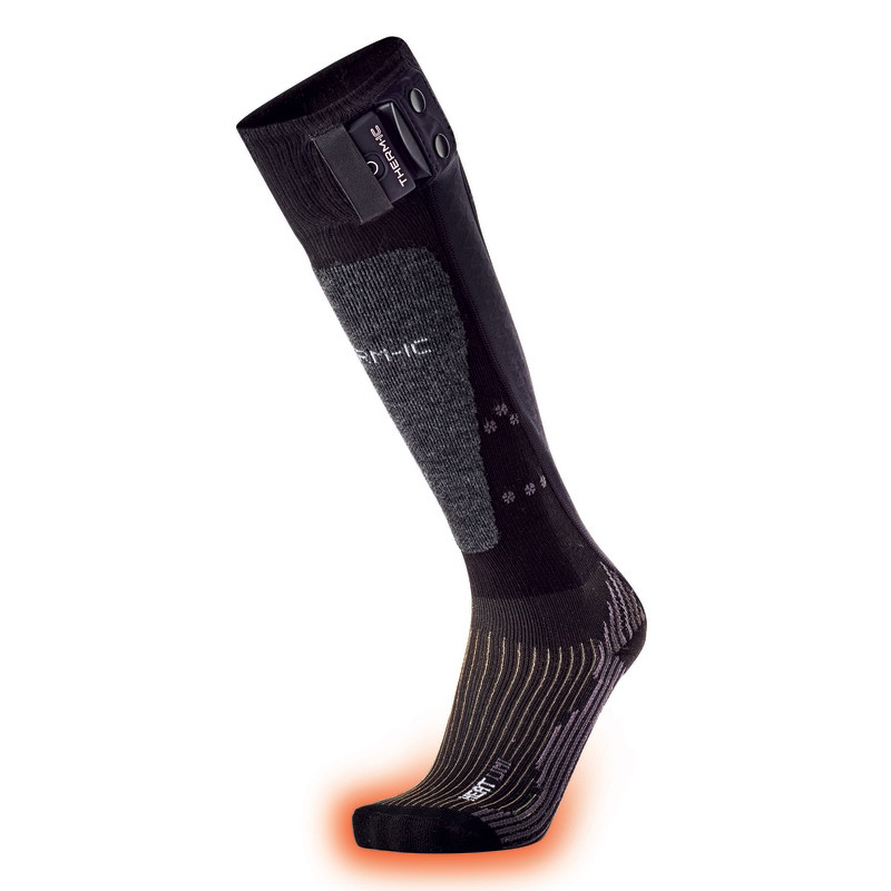 Pack of heated ski socks with batteries